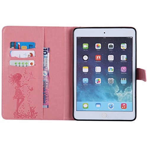 iPad Mini 2 Mini 3 Case, LittleMax(TM) Lightweight PU Leather Flip Stand Embossed Bird & Butterfly & Girl Case Smart Cover with Auto Wake/Sleep for Apple iPad Mini 3/2/1 -#3 Pink - Thumbnail 7