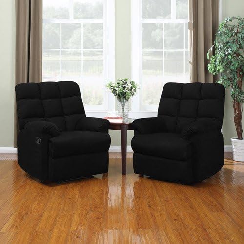 2 Wall Hugger Microfiber Biscuit Back Recliner Chairs Overstuffed Multi Position