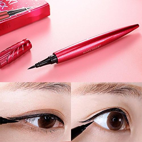 Yeefant Sweatproof No Smudge and Long Lasting Amazing Cool Beauty Waterproof Red Tube Crown Eyeliner Liquid Blooming Eye Liner Pen Pencil Makeup Cosmetic,Black