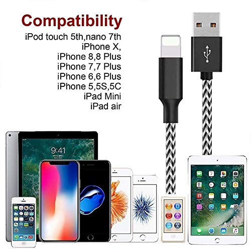 image for ZestyChef Phone Charger, 5 Pack(3/3/6/6/10 FT) Extra Long Nylon Braide