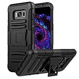 Galaxy S8 Case, MoKo Shock Absorbing Hard Cover Ultra Protective Heavy Duty Case with Holster Belt Clip + Built-in Kickstand for Samsung Galaxy S8 - Black