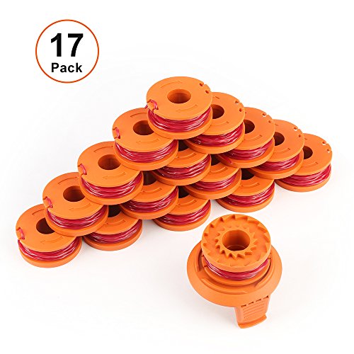 V VONTOX Line String Trimmer Replacement Spool suitable for Worx string trimmer, 17 pack (16 Replacement Line Spool and 1 Trimmer Cap Cover), 10ft 0.065"