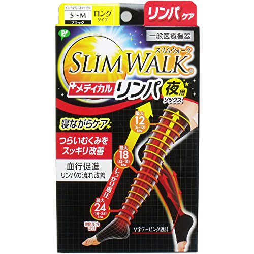 ピップ スリムウォーク メディカルリンパ ロング ブラックS-Mサイズ 着圧ソックス 2個セットの商品画像