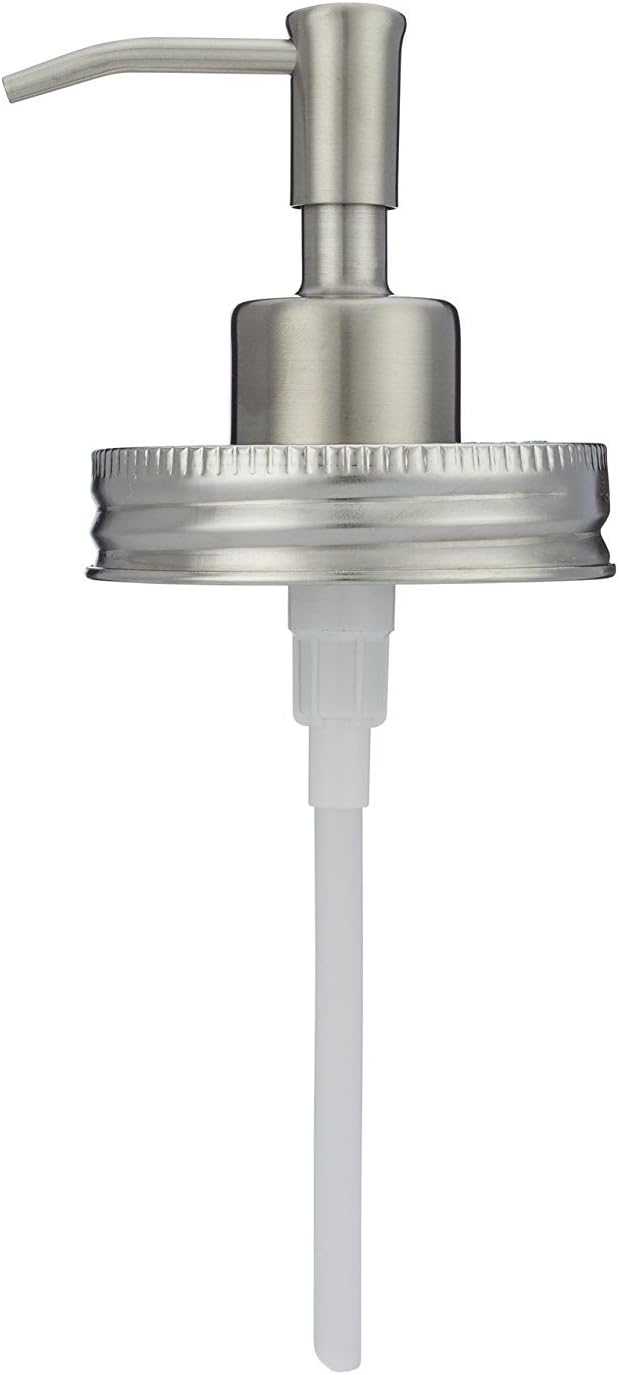 Jarmazing ProductsMason Jar Soap Dispenser - Stainless Steel - Rust-Proof! By Lid And Pump With Tube For All Regular Mouth Jars.