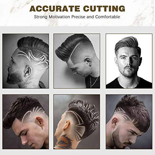 Electric Hair Clippers for Men, Professional Barber Haircut Kit Zero Gapped Beard Trimmer, Cordless Rechargeable T-Bladed Close Cutting Outliner Grooming Shaver Hair Clippers for Baldheaded