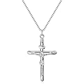 Rnivida 925 Sterling Silver Crucifix Pendant Necklace for Women, Jesus Christ on INRI Cross Necklace