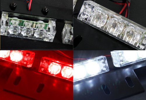 54 Bright White and Red Law Enforcement Flash Strobe Lights Bar for Windshield/Dash/Deck/Grille