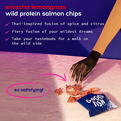 Crispy Salmon Skin Chips by GOODFISH Sriracha Lemongrass, 8Pack