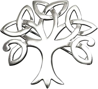 Broche de plata de ley con árbol de la vida, diseño celta de árbol de la