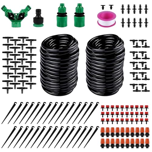 149PCS Drip Irrigation System, Watering Drip Kit with 30M Tubing Hose | Adjustable Nozzles Sprinklers, Saving Water Automatic Irrigation Equipments for Garden Greenhouse Flowers Patio Lawn