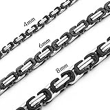 HolyFast 4-8mm Wide 16-36IN Stainless Steel Necklace Byzantine Necklace Black Silver Tone Men Jewelery