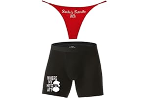 NE Beauty Couples Christmas Underwear Set Choose His or Hers Funny Sayings Gag Gift White Elephant (Set of 1)