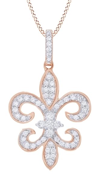 Amazoncom Affy White Natural Diamond Fleur De Lis Pendant