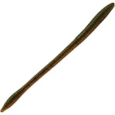 Soft Plastic Worm Lures for Bass Fishing, 6 inch | Finesse Ribbed Worm Bait, Drop Shot, Shaky Head, Neko &amp; Texas Rig, Natural Fall, Salt Infused, 12-Pack