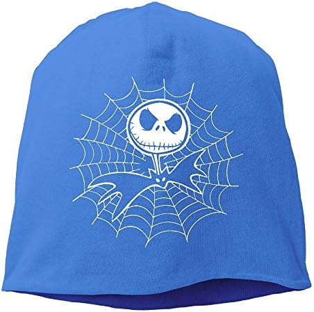 Stylish Nightmare Jack King With Cobweb Slouchy Skull Beanie Hat RoyalBlue