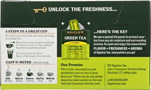 BIGELOWTEA GREEN TEA WITH LEMON (CAFFEINATED), 20 COUNT