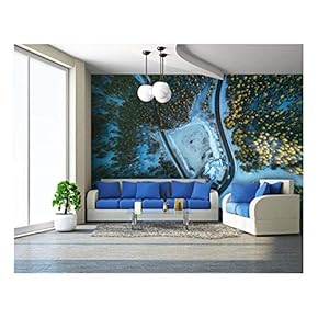 Wonderful Winter Scenery,Eagle Eye View of Roads in Forest - Removable Wall Mural | Self-Adhesive Large Wallpaper - 66x96 inches