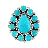 Turquoise Sterling Silver Ring Southwest Style for Women Size 5 to 12