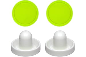 SUZO-HAPP 2 Commercial Hockey Fluorescent White Goalies with 2 Large Green Air Pucks