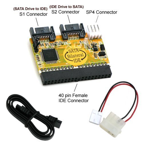 BIPRA Bi-Directional IDE/SATA Converter (Connect IDE Drive to SATA Motherboard or SATA Drive to IDE Motherboard)