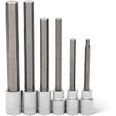 GEARWRENCH Long Hex Bit Socket Set 1/2 Drive 6 Piece MM | 82588