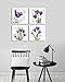 YPY 4pcs Flower Painting Wall Art Giclee Prints Artwork Love Hope Imagine and Believe Purple Pictures Photo on Canvas for Home Walls Decor Ready to Hang (Purple, 12x12in S)