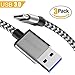 Puridea USB 3.0 Type C Cable, USB C Cable 6FT(3-Pack) Nylon Braided Long Cord USB Type A to C Fast Charger for Google Pixel, Nexus 6P 5X, Nintendo Switch, Samsung Galaxy S8+(Gray)