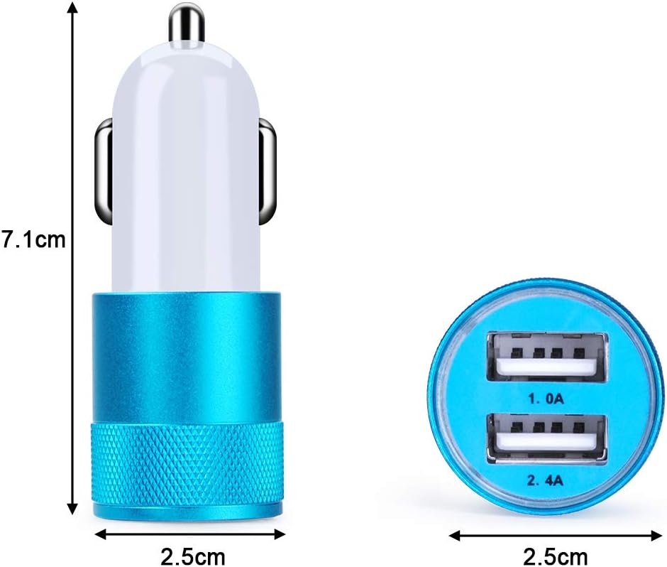 Car Charger,Sicodo 3.4A 2 Pack USB Smart Port Charger Compatible with iPhone X 8 7 6S 6 Plus, 5 SE 5S 5 5C,Galaxy S9 S8 S7 S6 Edge, Note 8 4, LG G6 G5 V10 V20,Nexus 5 X 6P,Pixel,iPad Pro Portable