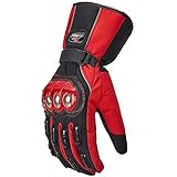 ILM Alloy Steel Motorcycle Riding Gloves Warm Waterproof Windproof for Winter Use (XXL, RED(WINTER))