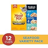 Meow Mix Simple Servings Wet Cat Food, Seafood Variety Pack, 1.3 Ounce Cup (Pack of 12)