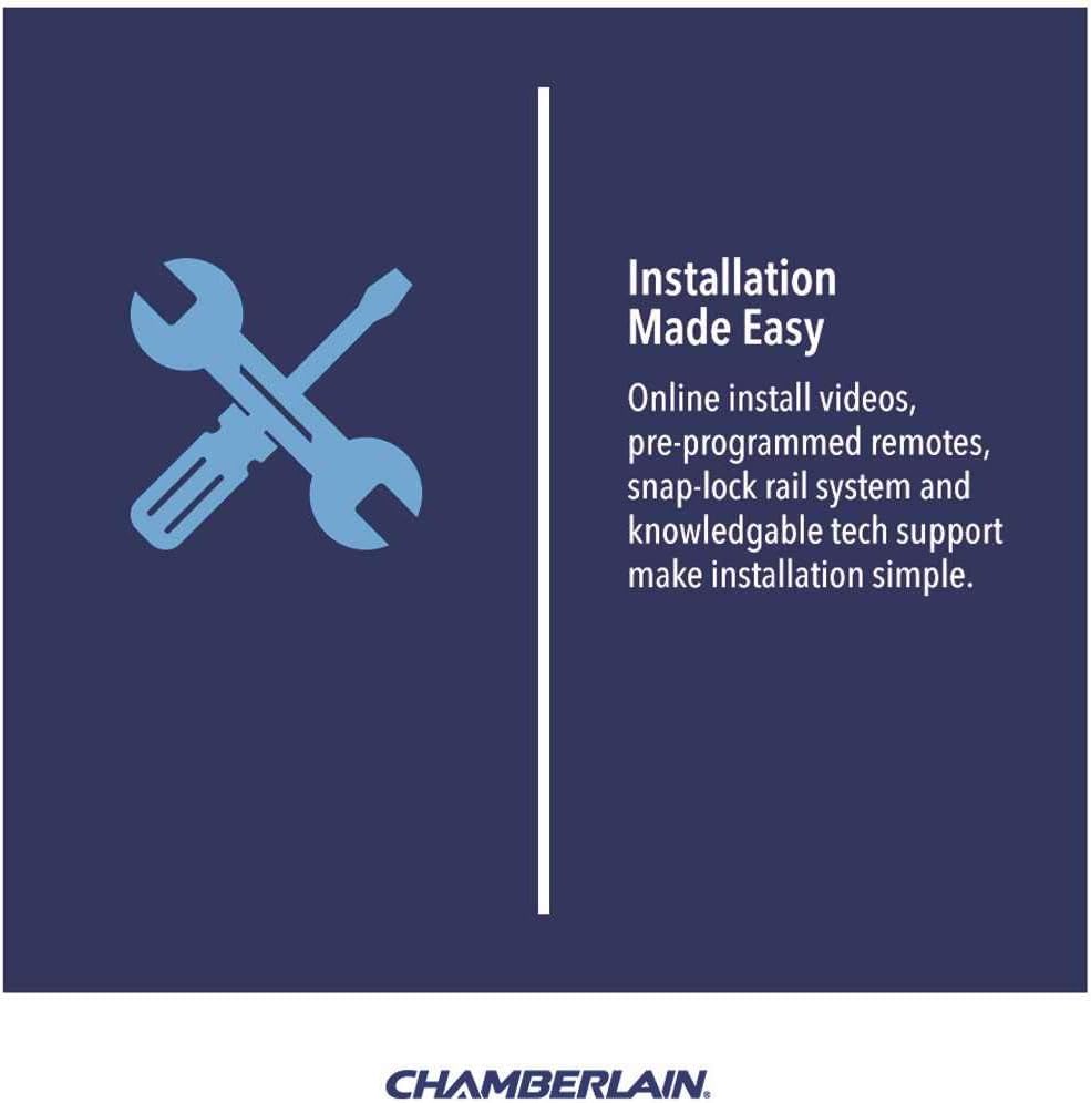 Chamberlain Group Chamberlain B970 Smartphone-Controlled Ultra-Quiet and Strong Belt Drive Garage Door Opener with Battery Backup and MAX Lifting Power, Blue - - 