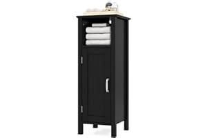 HAPPYGRILL Bathroom Floor Cabinet, Freestanding Narrow Storage Cabinet Console Table Nightstand with Adjustable Inner Shelve,