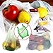 Reusable Mesh Produce Bags (Set of 9) Lightweight See-Through Zero Waste Vegetable and Fruit Bags - Premium Washable Materials - with Drawstring and Tare Weight. (Polyester, 2Larges,5Mediums,2Smalls)
