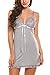 Avidlove Women Lingerie Lace Babydol V Neck Sexy Sleepwear Grey
