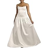 David's Bridal Drop Waist Satin A-Line Wedding Dress