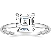 EAMTI 2.5CT Asscher Cut Engagement Rings for Women Cubic Zirconia CZ 925 Sterling Silver Wedding Rings for Her Solitaire Promise Wedding Bands Size 3-11