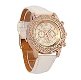 Bracelet Watch,Vovotrade Vogue Women Crystal Dial Quartz Analog Leather Watch White