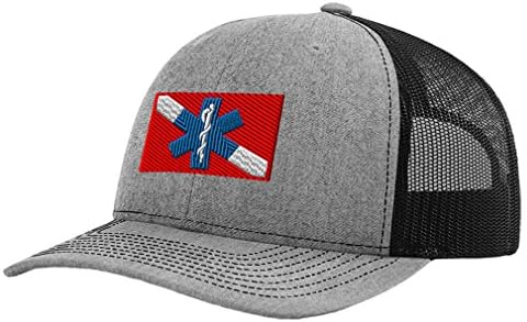 Water Rescue Dive Flag EMT Embroidery Richardson Structured Front Mesh Back Cap Heather Gray/Black