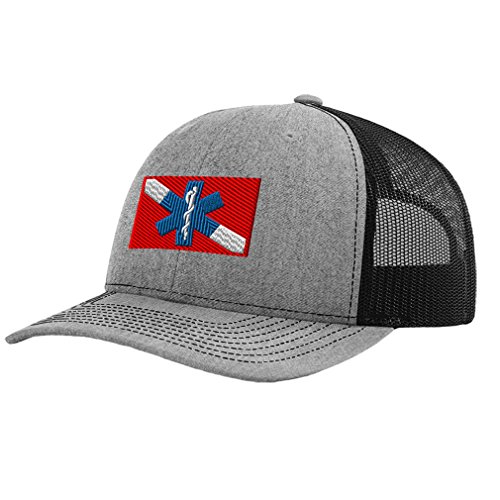 Water Rescue Dive Flag EMT Embroidery Richardson Structured Front Mesh Back Cap Heather Gray/Black