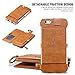 FLOVEME Vintage Wallet Case for iPhone 8 Plus, 2 in 1 PU Leather Zipper Multi-functional Handbag Removable Magnetic Kickstand Cover Flip 18 Card Slots Holder for iPhone 6/6s Plus, iPhone 7 Plus, Brown