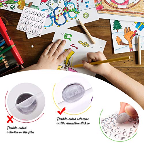 Moi Doi Rhinestones Stickers, Silver Self Adhesive Crystal Gem Sticker, Assorted Size and Shapes Flatback Diamond Stickers, Bling Jewels Crafts DIY Decor for Festival Carnival, 6 Sheets - Thumbnail 5