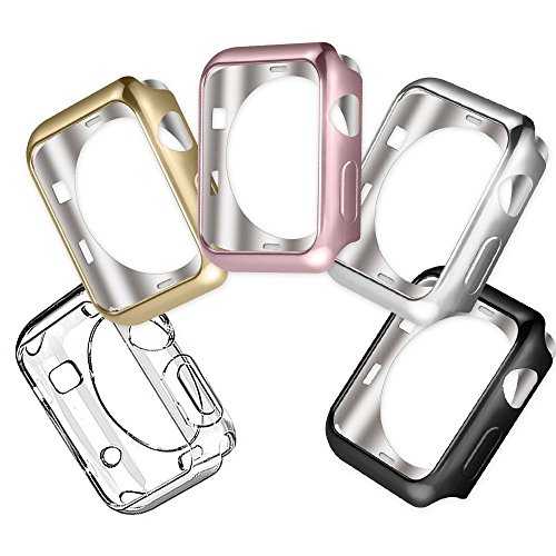 Apple Watch Case,FOLOME Plated TPU Scratch-resistant Flexible Electroplate Case Slim Lightweight Protective Bumper Cover Case for Apple Watch Series 3 / Series 2 (Rose Gold, 38mm Size Case)