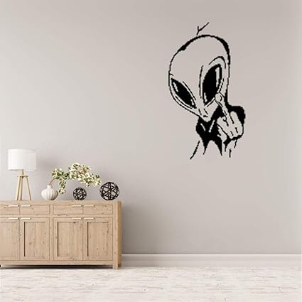 Autocollant Mural Mural Graves En Vinyle Stickers Muraux Citations Proverbes Mots Art Deco Lettrage Alien Show Doigt D Honneur Droles Pour Le Salon 11 X 17 5inches Amazon Fr Cuisine Maison