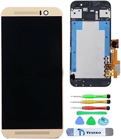 Teseko New Assembly full LCD Display + Touch Screen Digitizer With Frame For HTC One M9 With Free DIY Tools---Gold