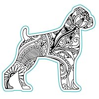 WickedGoodz Vinyl Black Boho Style Boxer Decal - Dog Bumper Sticker - Perfect Pet Boxer Owner Gift