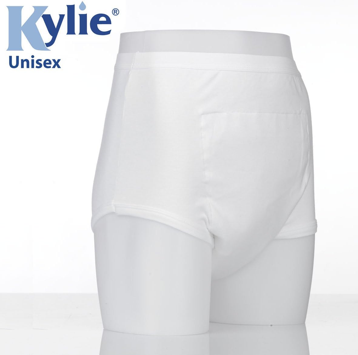 Kylie Unisex Brief Washable Absorbent Incontinence Underwear, White, X