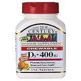 21st Century Vitamin D 400IU Orange Chewable Tablets 110 Count (6 Pack)