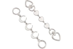 Anbys Silver Bag Chain Purse Extender Chain Purse Strap Extender Purse Charms(White Heart/Moon)