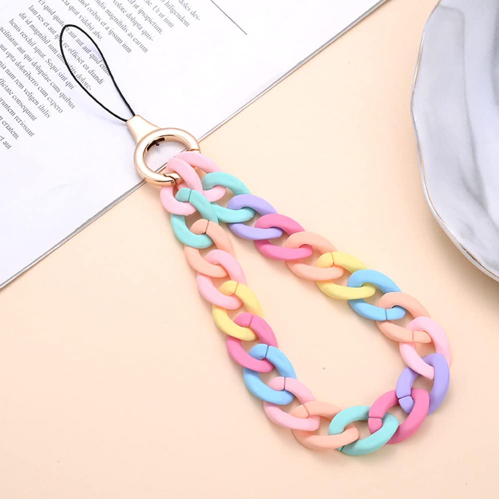 Universal colourful acrylic chainmobile phone chain wrist strap chainmobile phone lanyardmobile phone pendant phone chain key ringmobile phone beltmobile phone jewellery hanging chain hand strap