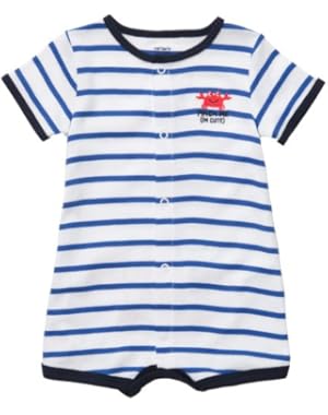 Carter's Blue Stripe Crab Romper 3 Months